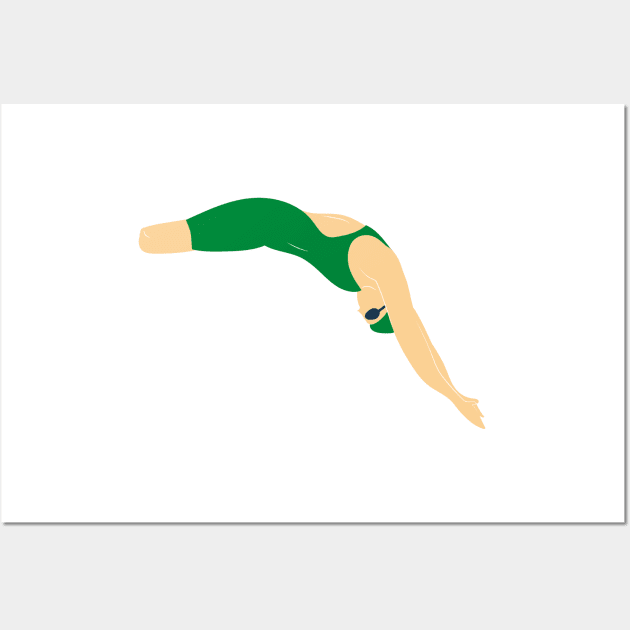 Diving - Green Wall Art by stickersbyjori